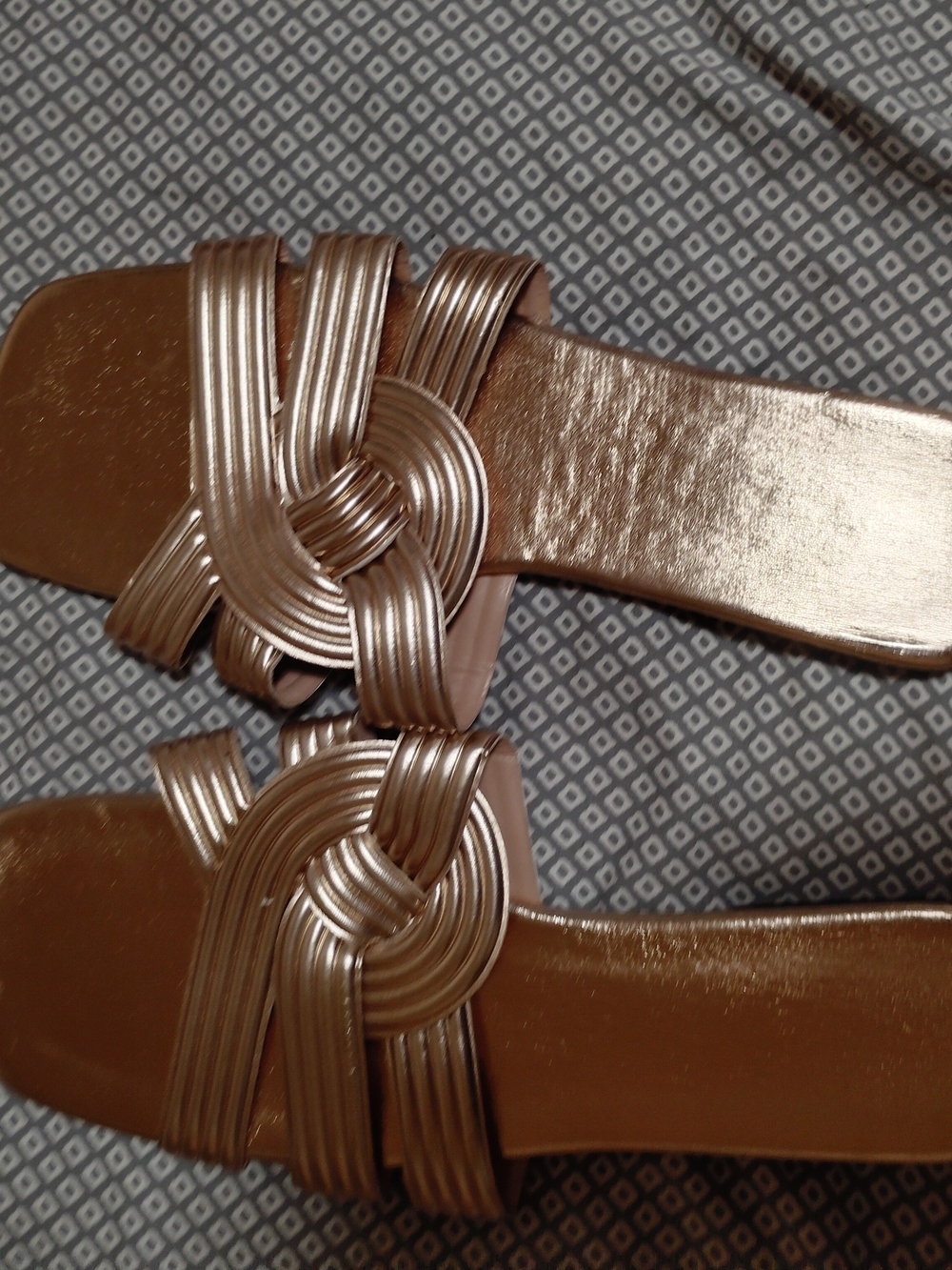 Women's Metallic Gold Knotted Slide Sandals